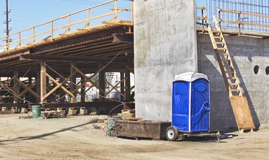 job site portable toilets ready for use